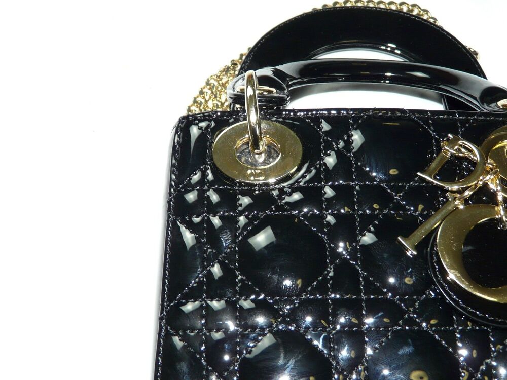 Mini Lady Dior Bag Black Patent Cannage Lambskin Certified by Rebag | MSRP $5500 - Picture 6 of 16